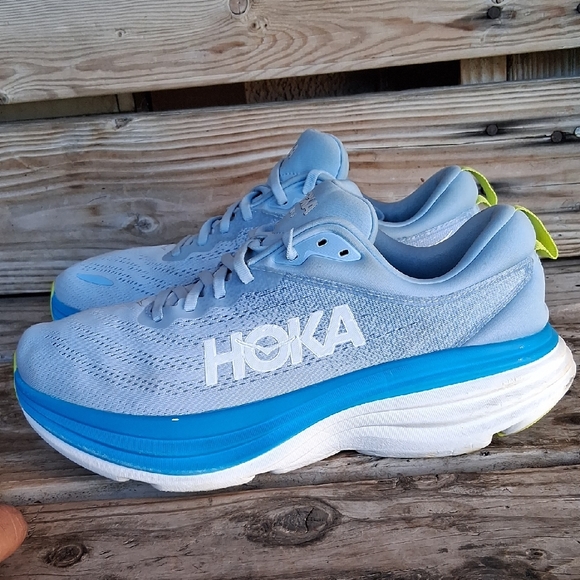 Hoka Other - Hoka Bondi 8  Sky Blue and White Athletic Shoes